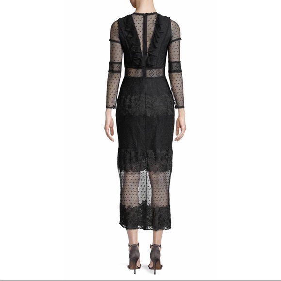 Alexis Elize Long Sleeve Lace Midi Dress in Black XS - Picture 4 of 8